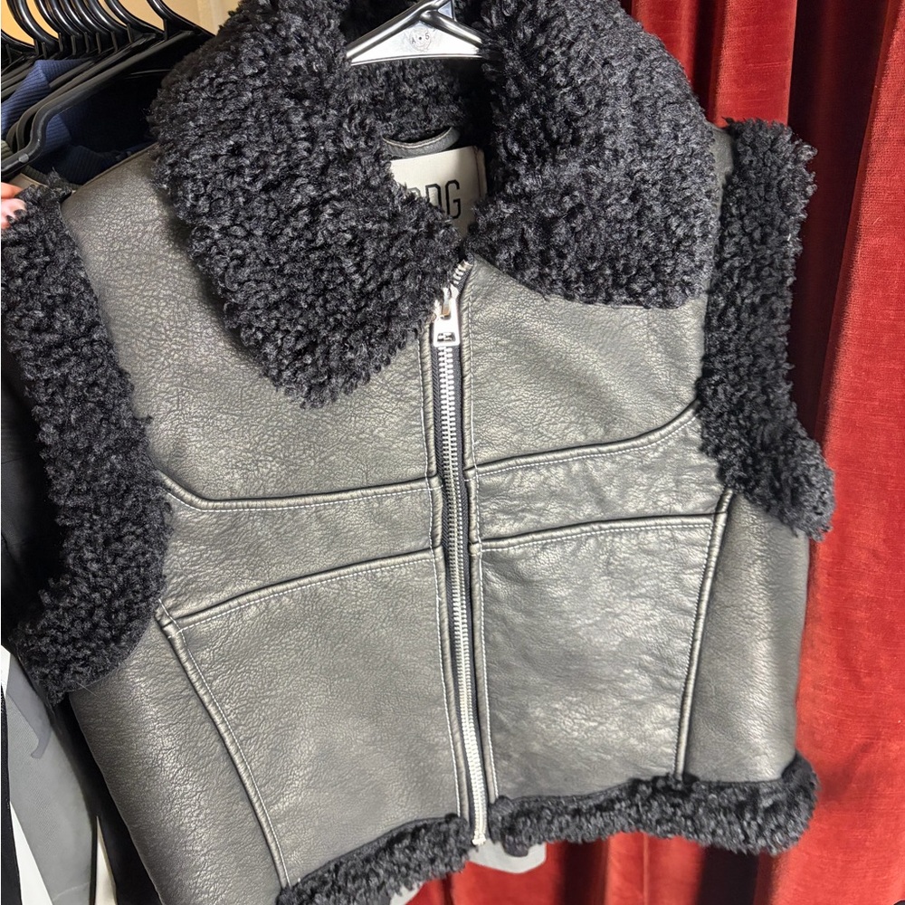 BDG Black Shearling Vest